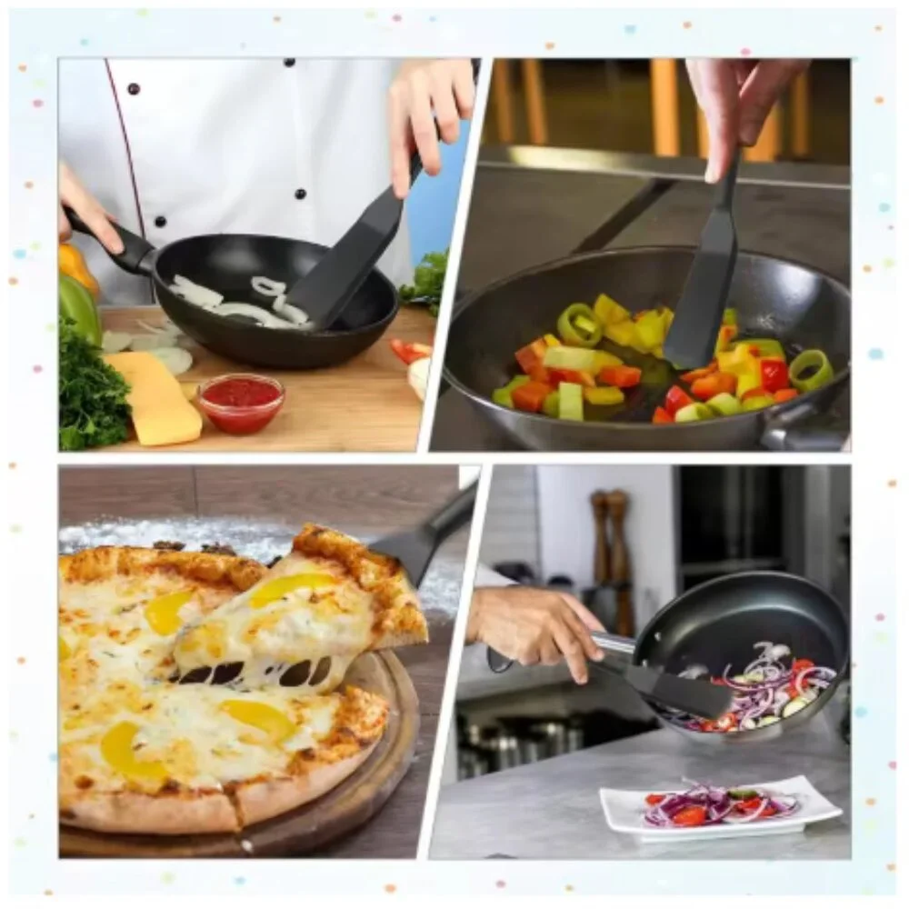 2pc Silicone Spatula Turner Heat Resistant Non Stick Pancake Spatula Wide & Thin